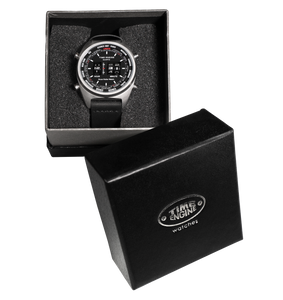Time Engine Drum Roller watches in Chrome Case with Black Strap
