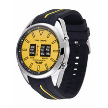 Load image into Gallery viewer,  Chrome Case | Yellow dial | Black &amp; Yellow Rubber Band | 3924-02