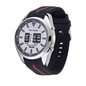 Chrome case | White Dial | Black/Red Rubber Band | 3924-03