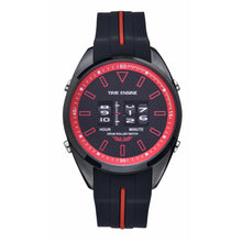 Load image into Gallery viewer, Black IP Case | Black Dial | Black and Red Rubber Band | 3924-04 