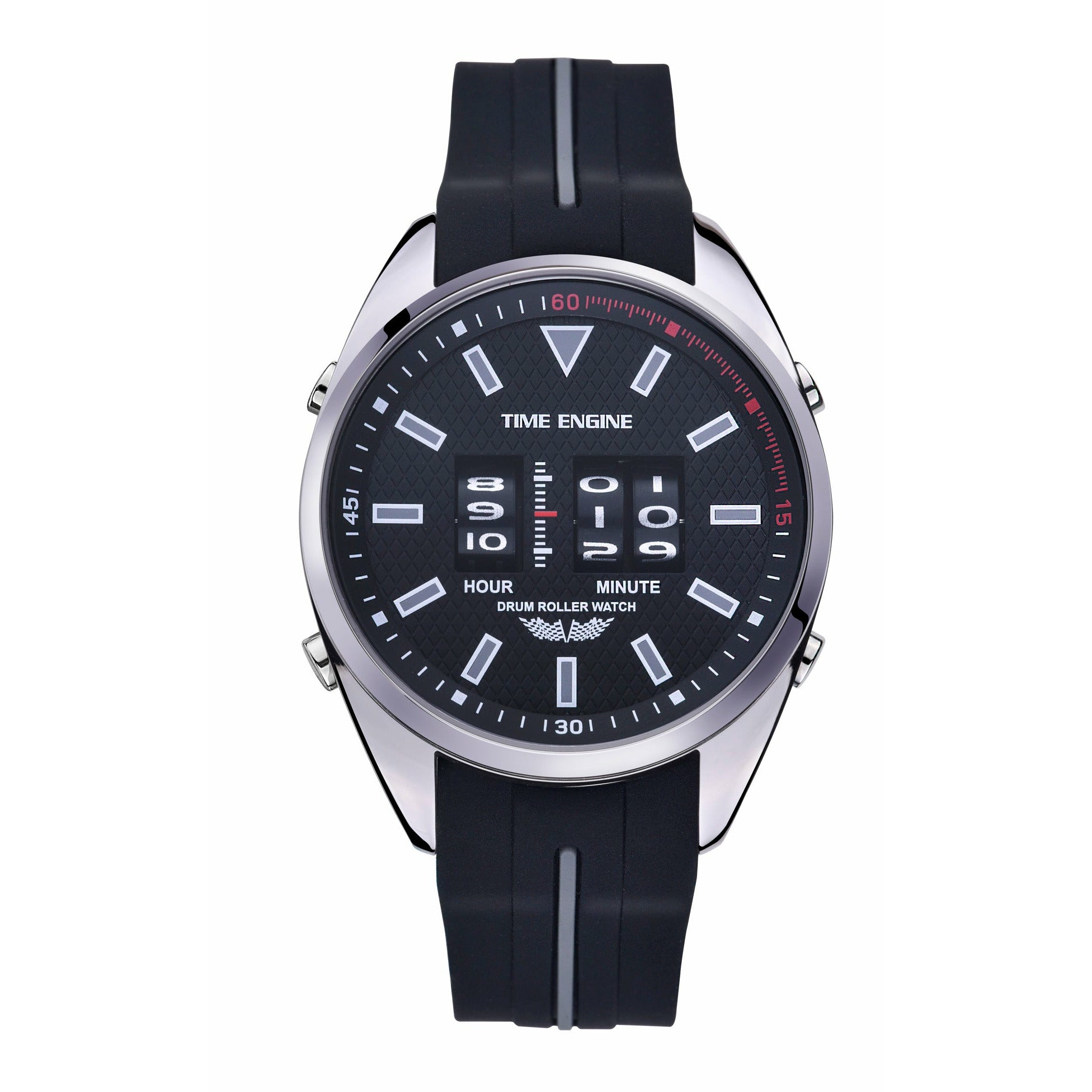 チャメロップス　ボルケーノ Drum Roller Watch - Chrome Case with Black Strap (3910-05) - Time