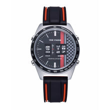 Load image into Gallery viewer, Chrome Case | White dial | Black &amp; Red Rubber Band | 3925-01