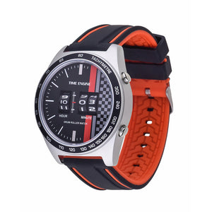 Chrome Case | White dial | Black & Red Rubber Band | 3925-01
