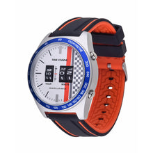 Load image into Gallery viewer,  Chrome Case | White Dial |  Black &amp; Red Rubber Band | 3925-02
